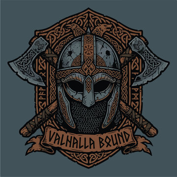 Viking Helmet with Axes Emblem.
