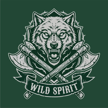 Wolf Wild Spirit Animal Emblem.