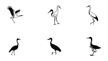 Obraz premium Graceful Crane Silhouettes: A curated collection of elegant crane silhouettes. They stand as a testament to nature's simplicity and the poetry of flight. 