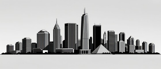 Obraz premium Chicago Skyline Silhouette in Black and White