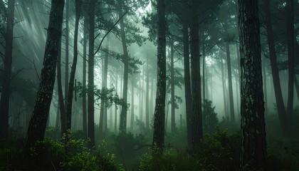 Naklejka premium ine art nature photography of a forest during a storm. Intentional Camera Movement
