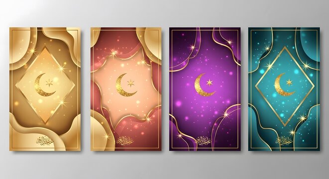 Abstract marble textures a quartet of golden accents