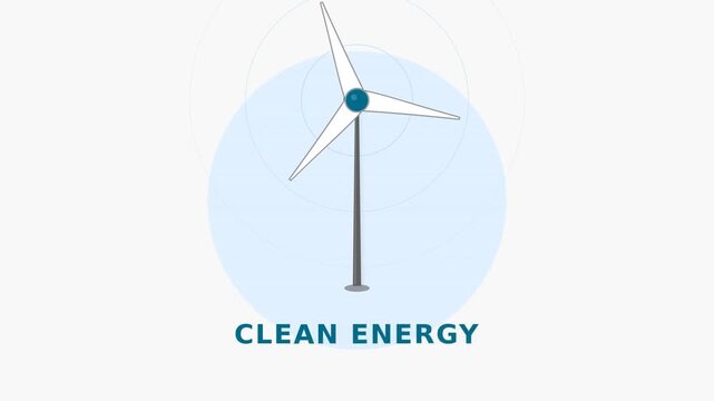 A stylized wind turbine design emphasizing clean energy, featuring a simple, modern aesthetic