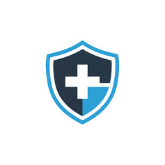 Obraz premium Medical shield protection symbol icon.
