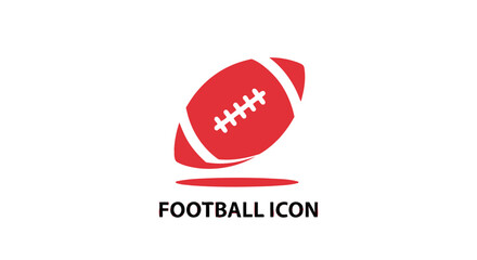 Fototapeta premium Red Football Icon Floating in Mid-Air with Shadow on White Background.
