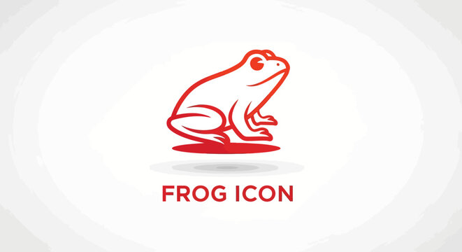 Red Frog Icon - Simple Outline of Amphibian on White Background.