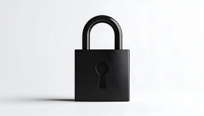 Fototapeta premium A sleek, black padlock sits prominently against a stark white background, symbolizing security and protection.