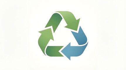 Obraz premium Recycling symbol with green and blue arrows on a white background eco friendly graphic design