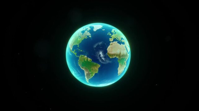 Three glowing earth globes rotating in deep space cinematic digital animation featuring continental details and vibrant blue atmosphere for global connectivity