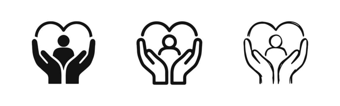 Human Care and Community Support Icon Set