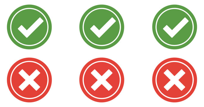 checkmark cross icon set ui
