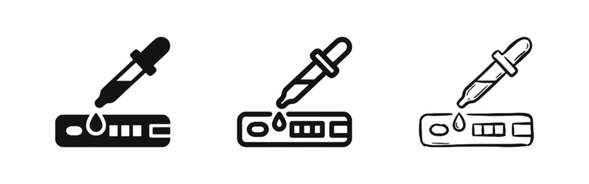 Rapid Medical Test Kit and Pipette Icons for Lab Diagnostics