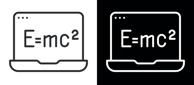 Simplified laptop displaying einstein's theory of relativity formula