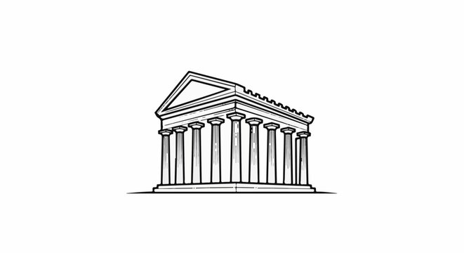 Stylized drawing of a Greek temple with Doric columns