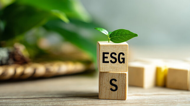 ESG concept of environmental, social and governance. words ESG on a wood cube is an idea for business sustainable organizational development. ​account the environment, society and corporate governance