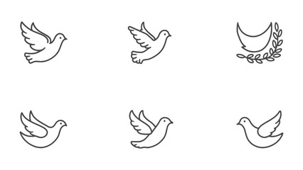 Fototapeta premium Soaring Dove: a collection of elegant illustrations of doves, symbolising peace, freedom, and hope. This design would make a lovely addition to any project related to serenity.
