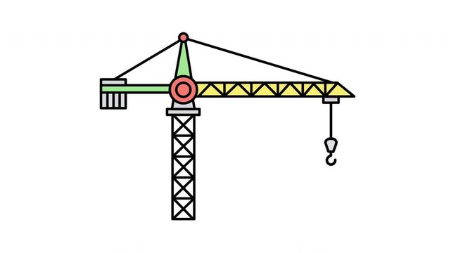 Construction Crane Illustration: A Colorful and Detailed Vector Graphic.