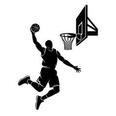 Basketball Player Dunking Silhouette - Dynamic Sports Action © Kembang