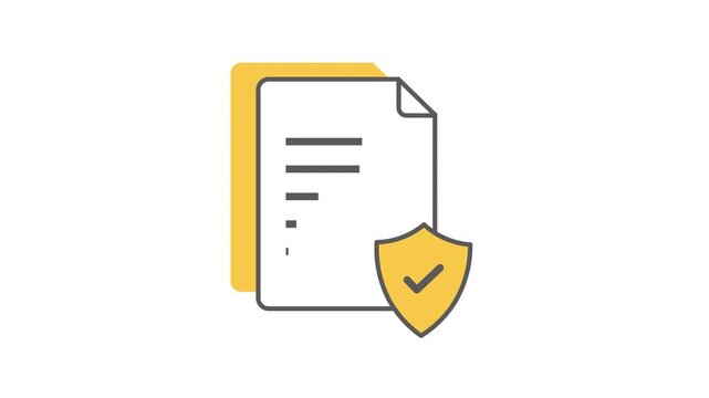 Secure Document Protection: Shield Icon with Checkmark and Paper Illustration.