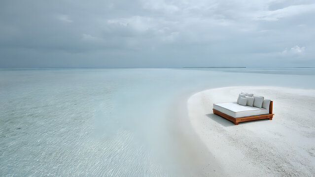 Dreamy beachside bed with an ocean view, offering a unique tranquil escape