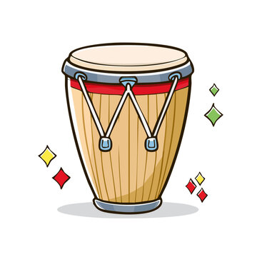 Cartoon Conga Drum with Sparkling Accents Illustration