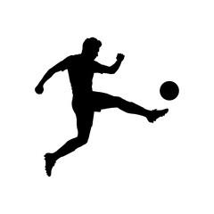 Naklejka premium Silhouette of a soccer player kicking a ball