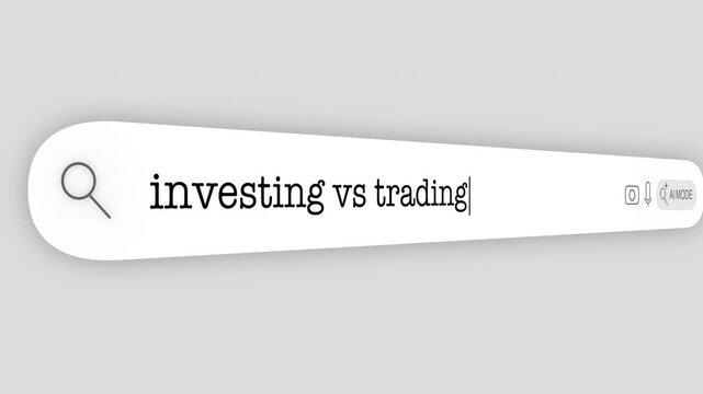 Search Bar Internet browser Animation with typing of the "investing vs trading" word usefull for 4K video footage