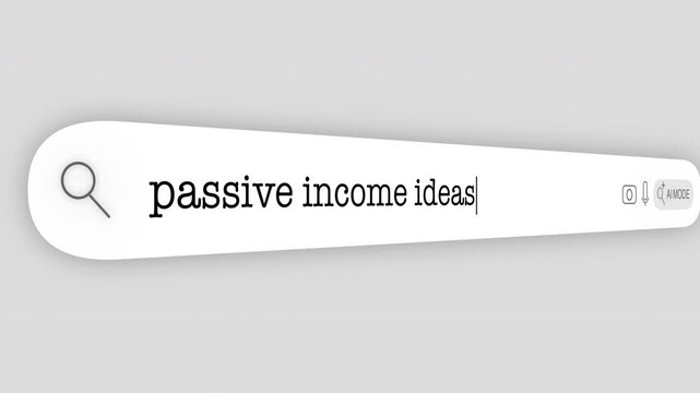 Search Bar Internet browser Animation with typing of the "passive income ideas" word usefull for 4K video footage