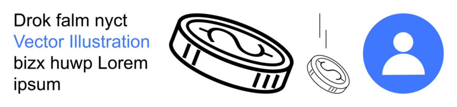 Financial systems, user profiles, identity verification, digital economy, transactions, online identification. Coin and avatar. Financial systems and user profiles in a digital context