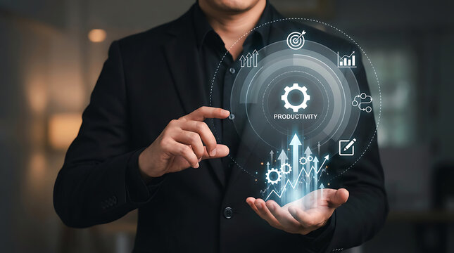 Business productivity growth concept digital performance analytics