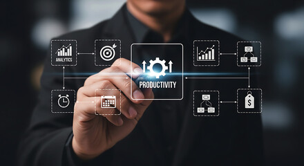 Obraz premium Business productivity improvement concept digital workflow management