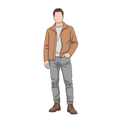 Naklejka premium Man in Casual Autumn Outfit Standing Confidently.