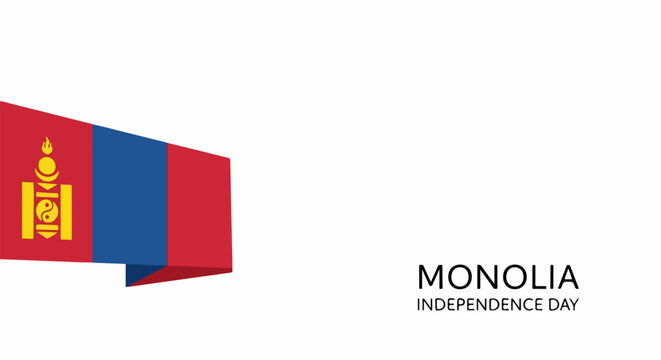 Mongolia independence day banner with national flag and soyombo symbol, graphic vector illustration for celebration. for branding, packaging, banner, poster, website header,