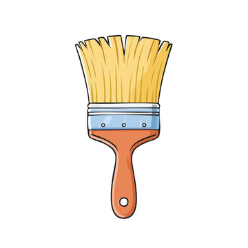 Illustration of a simple paintbrush with orange handle and yellow bristles