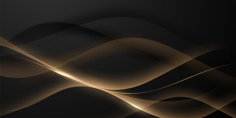 Obraz premium Abstract modern design black background with luxury golden elements vector illustration.