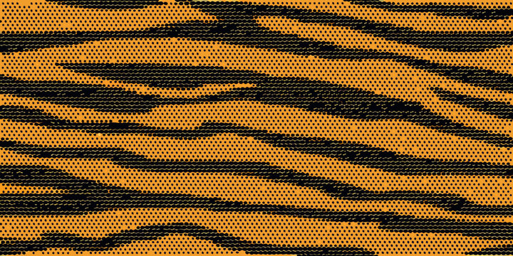 A seamless pattern of bold orange and black tiger stripes
