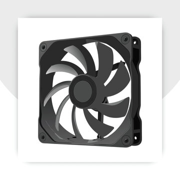 All in one aio CPU Close Water Cooling system.RGB LED Fans on a radiator,isolate on white background ,vector illustration.