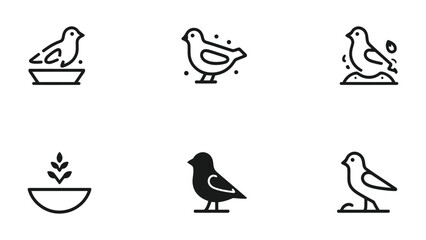 Feathered Grace: Minimalist avian illustrations offer a glimpse into the gentle world of birds, featuring a bird at different angles, creating a sense of simplicity and tranquility. © hafs121