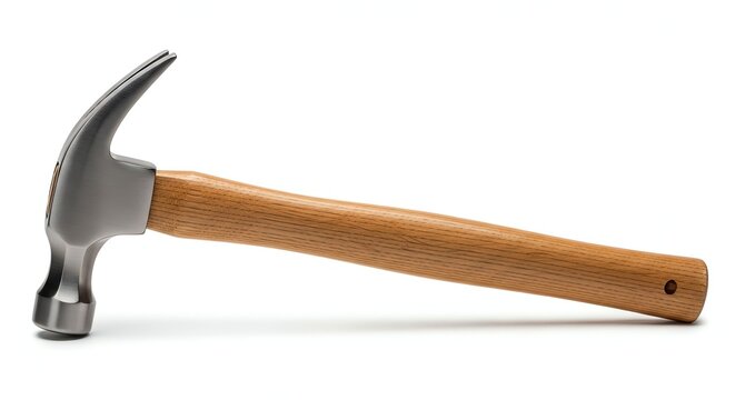Close-up of a Hammer with Wooden Handle and Metal Head for Construction and Carpentry.