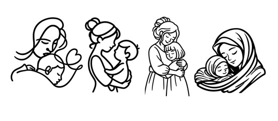Fototapeta premium Png illustrations of motherhood