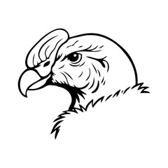 Logotipo con dibujo minimalista con líneas de la cabeza de un cóndor andino vista de perfil  © teracreonte