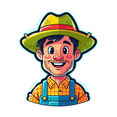 Obraz premium Happy Farmer Cartoon Character Avatar Icon