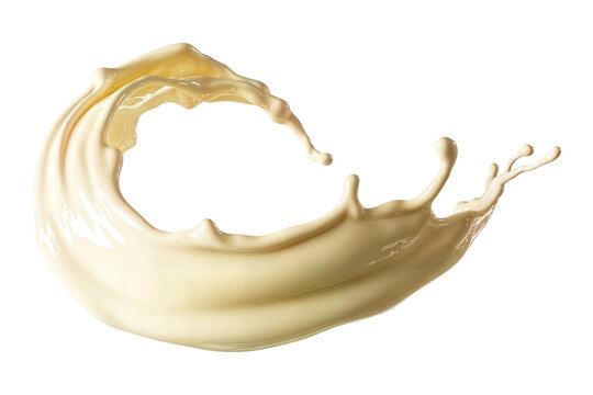 Creamy white condensed milk splash isolated on transparent background