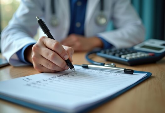 Detailed Prescription Notepad with Handwriting and Medication List for Patient Care Plan on Desk Surface