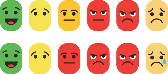 Colorful emoji faces displaying a range of human emotions and expressions © MDOMOR