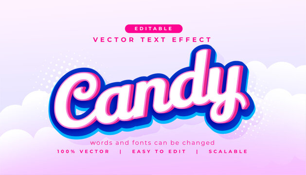 sweet candy editable text effect cloudy background