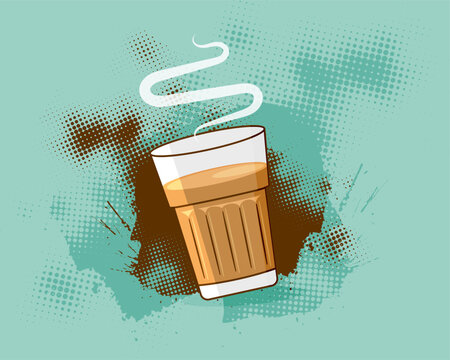 hot steaming milk tea cup grungy background for marketing or promo