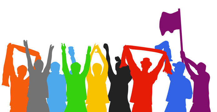 Bunte Fans feuern ihr Team an