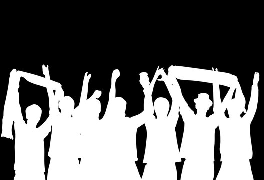 Schwarzer Hintergrund mit Silhouette aus weissen Fans