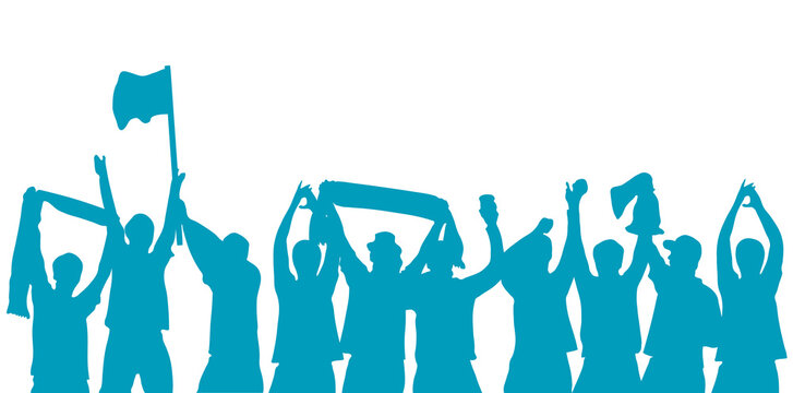 Blaue jubelnde Fu&szlig;ball Fans